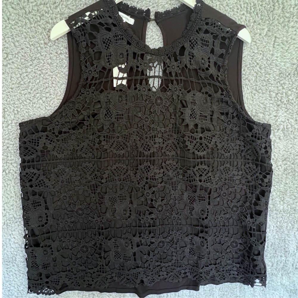 Black Crochet Lace Top 2X Maurices Plus Size Sleeveless Floral Boho Blouse